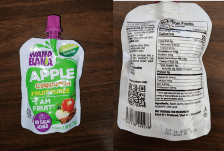 Les purées de fruits WanaBana pourraient contenir des niveaux élevés de plomb