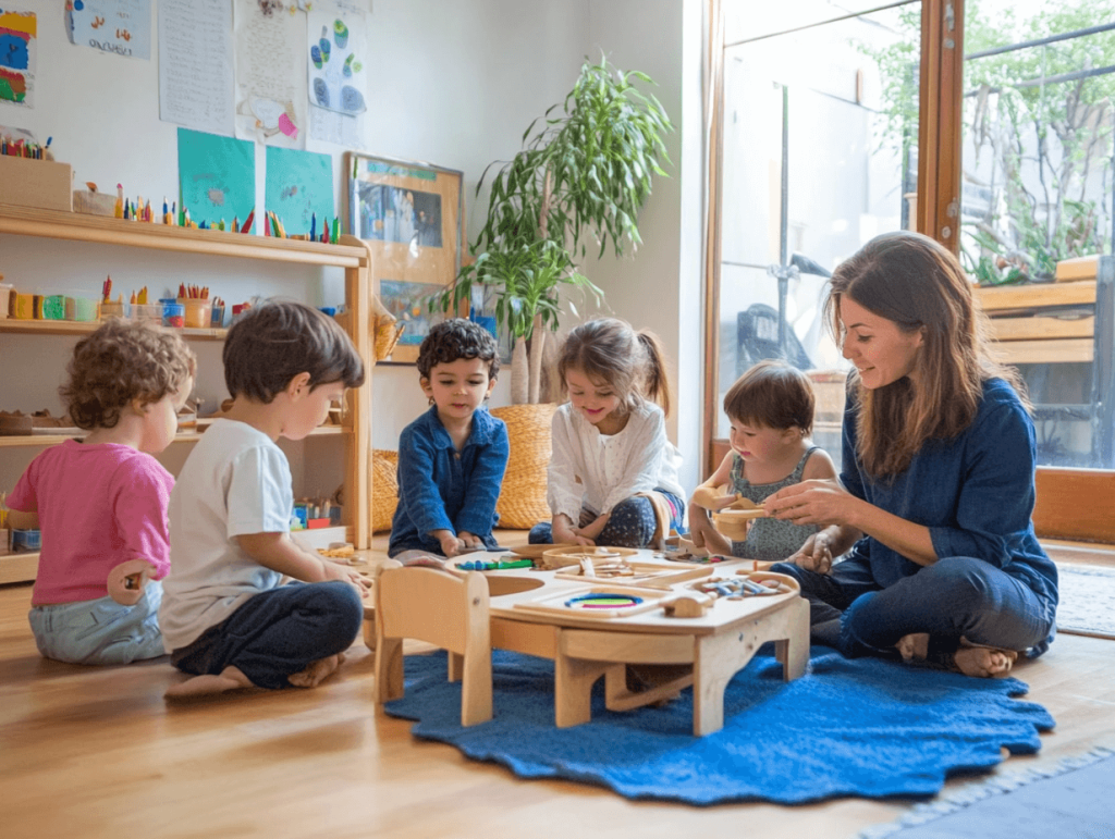 Un cours Montessori avec activité