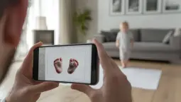 Prendre une photo du pied de l'enfant sur une feuille de papier DIN A4 est la première étape pour ChatGPT pour calculer sa pointure.