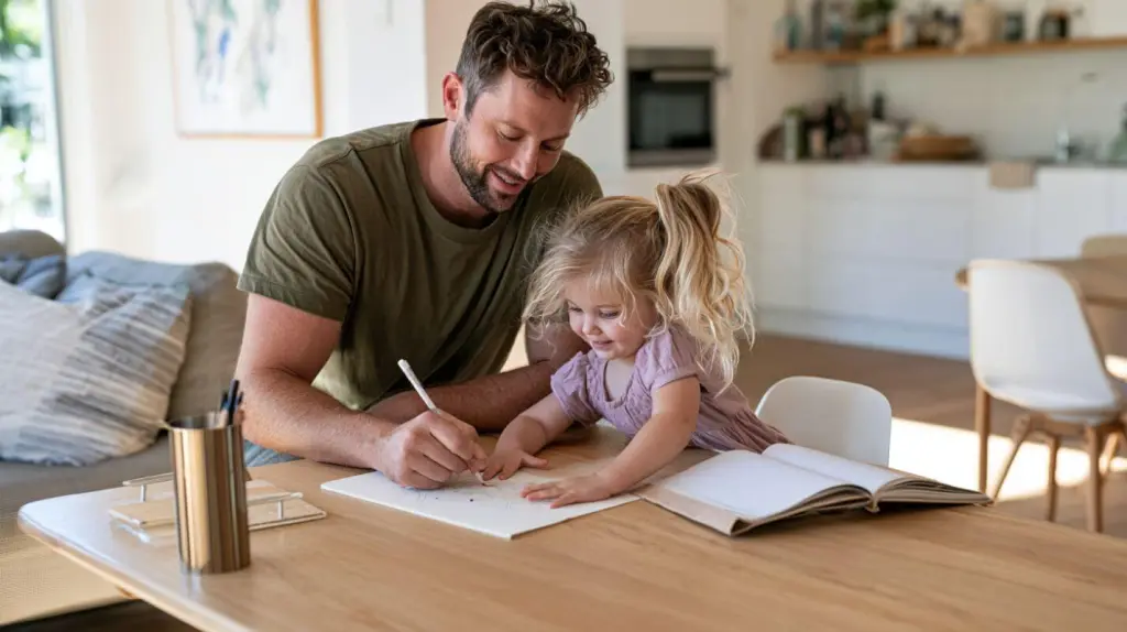 Père dessinant avec sa fille