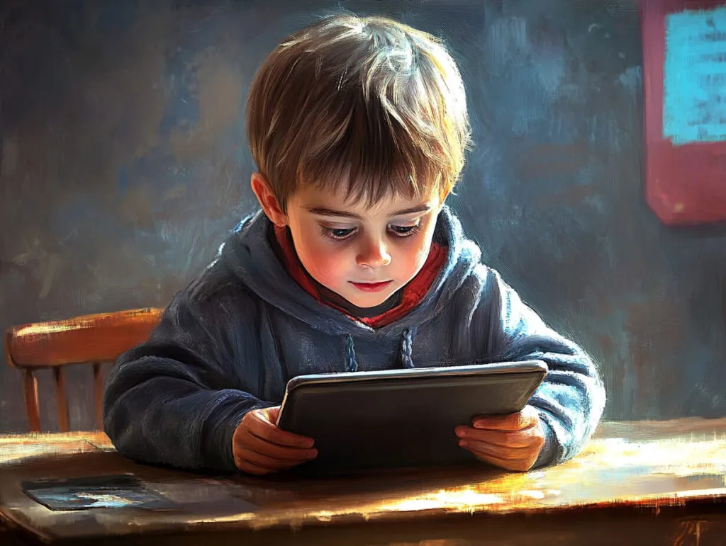 Un enfant avec une tablette (photo : RG)