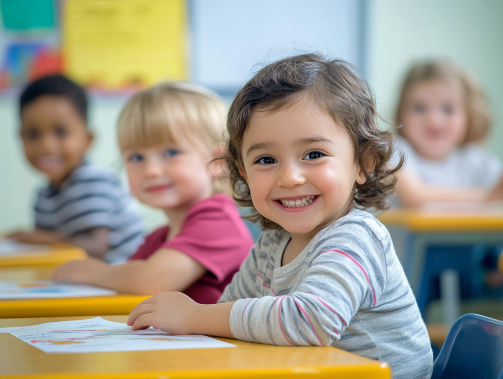 Filles et petits garçons en classe d'anglais